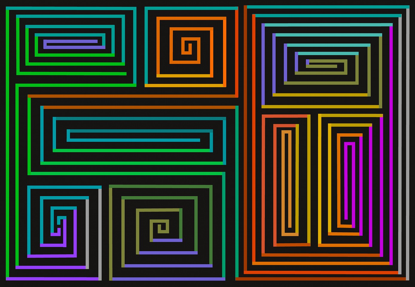 Dane Albert, Color Sticks #8 Night, 2023
Acrylic on canvas (Concept), 48 x 72 in. (121.9 x 182.9 cm)
Series of colored lines and shapes in multiple configurations
DA.2023.sticks-008-night