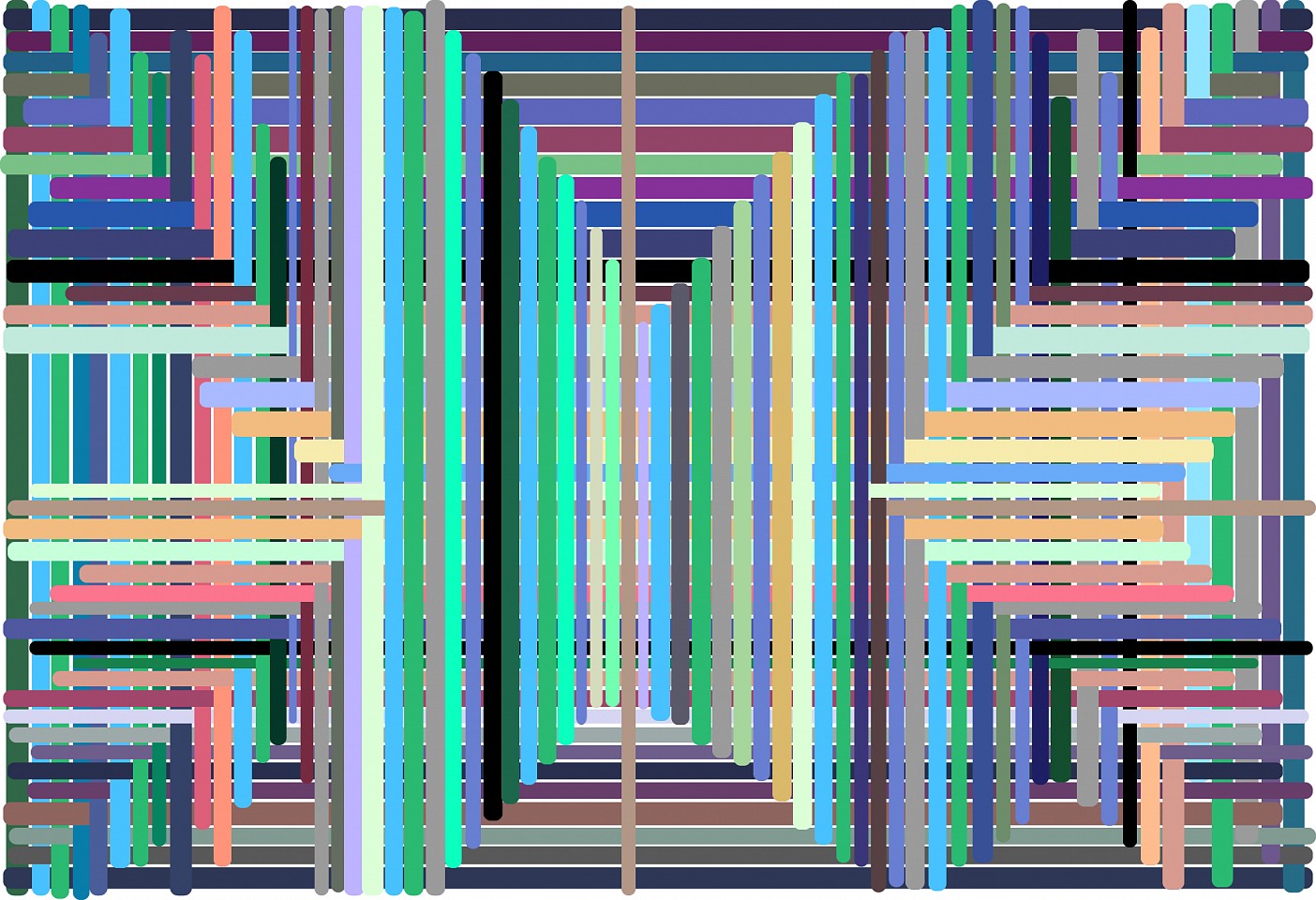 Dane Albert, Color Bars #10 Depth, 2023
Acrylic on canvas (Concept), 48 x 72 in. (121.9 x 182.9 cm)
Series of colored lines and shapes in multiple configurations
DA.2023.bars-010-depth