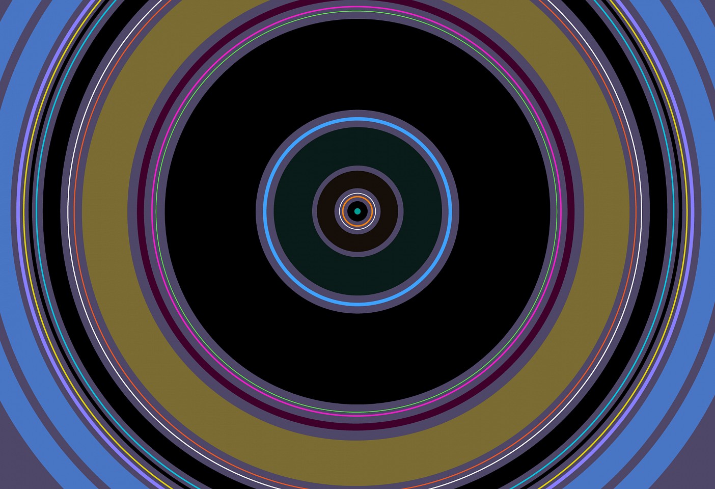 Dane Albert, Circles #46 Night, 2023
Acrylic on canvas (Concept) © 2024 Dane Albert, 48 x 72 in. (121.9 x 182.9 cm)
Series of colored lines and shapes in multiple configurations
DA.2023-046-night