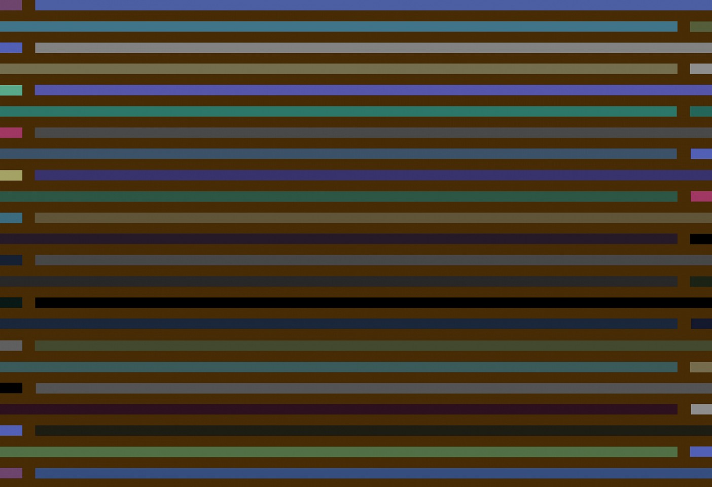 Dane Albert, Color Sticks #28 Night, 2023
Acrylic on canvas (Concept) © 2024 Dane Albert, 48 x 72 in. (121.9 x 182.9 cm)
Series of colored lines and shapes in multiple configurations
DA.2023.sticks-028-night