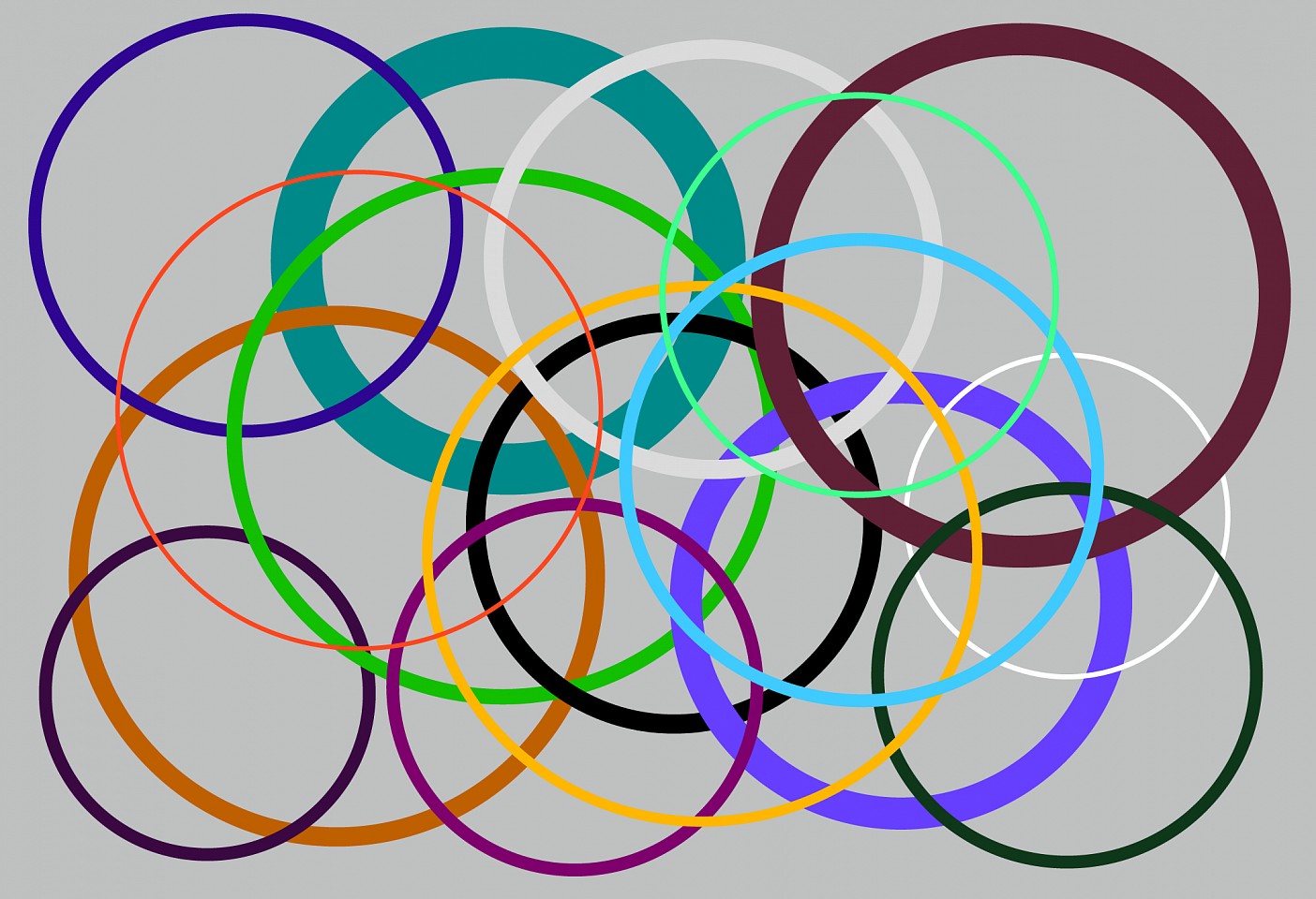 Dane Albert, Circles #47 Dusk, 2023
Acrylic on canvas (Concept) © 2024 Dane Albert, 48 x 72 in. (121.9 x 182.9 cm)
Series of colored lines and shapes in multiple configurations
DA.2023-047-dusk