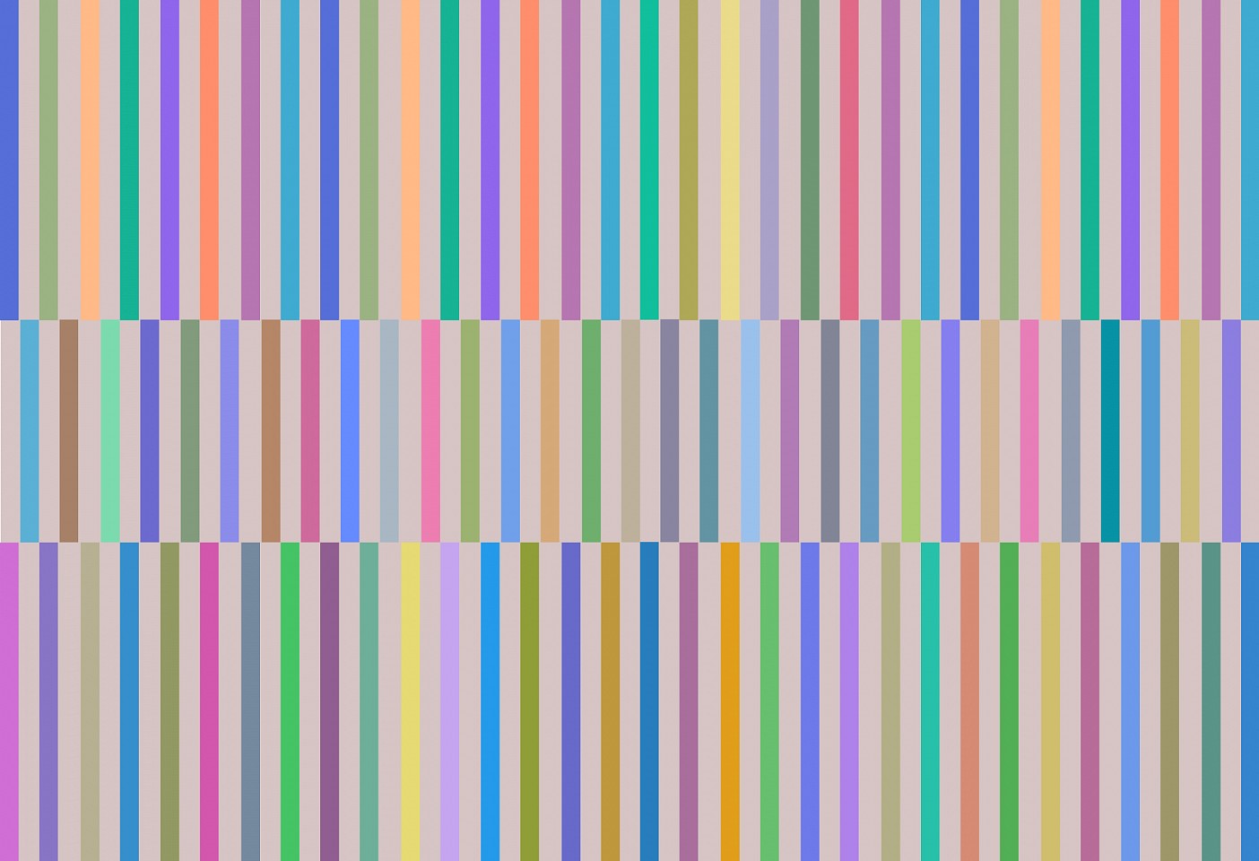 Dane Albert, Color Bars #26 Dusk, 2024
Acrylic on canvas (Concept) © 2024 Dane Albert, 48 x 72 in. (121.9 x 182.9 cm)
Series of colored lines and shapes in multiple configurations
DA.2024.bars-026-dusk