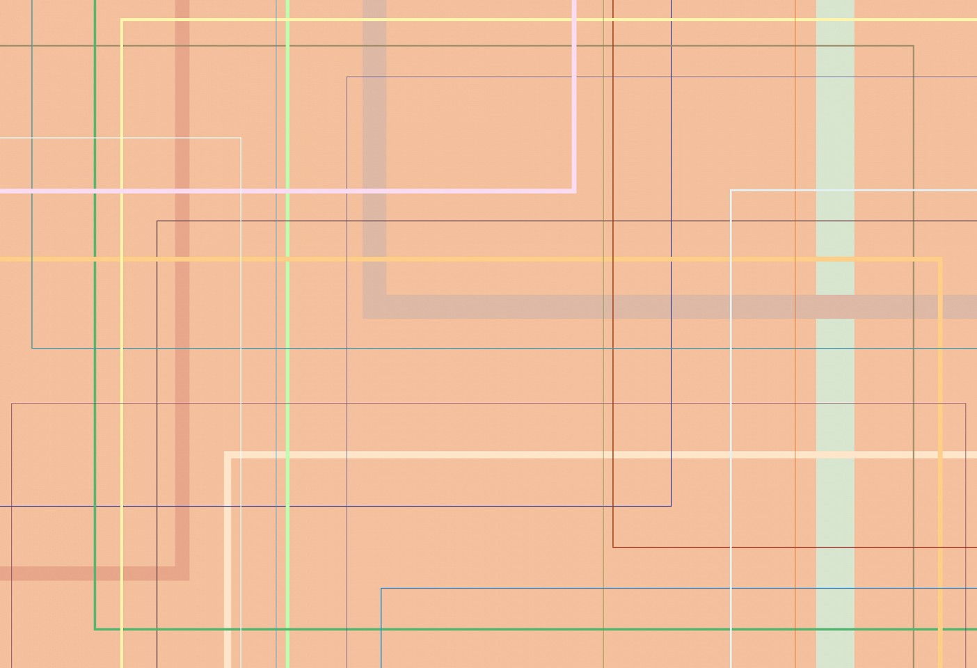 Dane Albert, Color Blocks #64 Dusk Lines, 2024
Acrylic on canvas (Concept) © 2024 Dane Albert, 48 x 72 in. (121.9 x 182.9 cm)
Series of colored blocks in multiple configurations
DA.cb-2024-064-dusk-lines