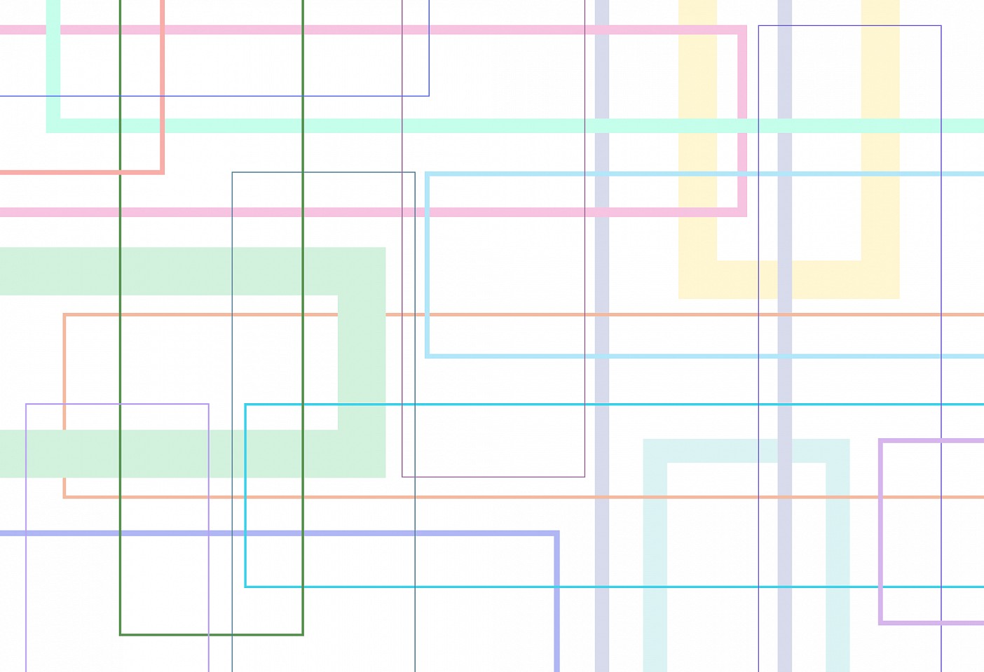 Dane Albert, Color Blocks #67 Lines, 2024
Acrylic on canvas (Concept), 48 x 72 in. (121.9 x 182.9 cm)
Series of colored blocks in multiple configurations
DA.cb-2024-067-lines