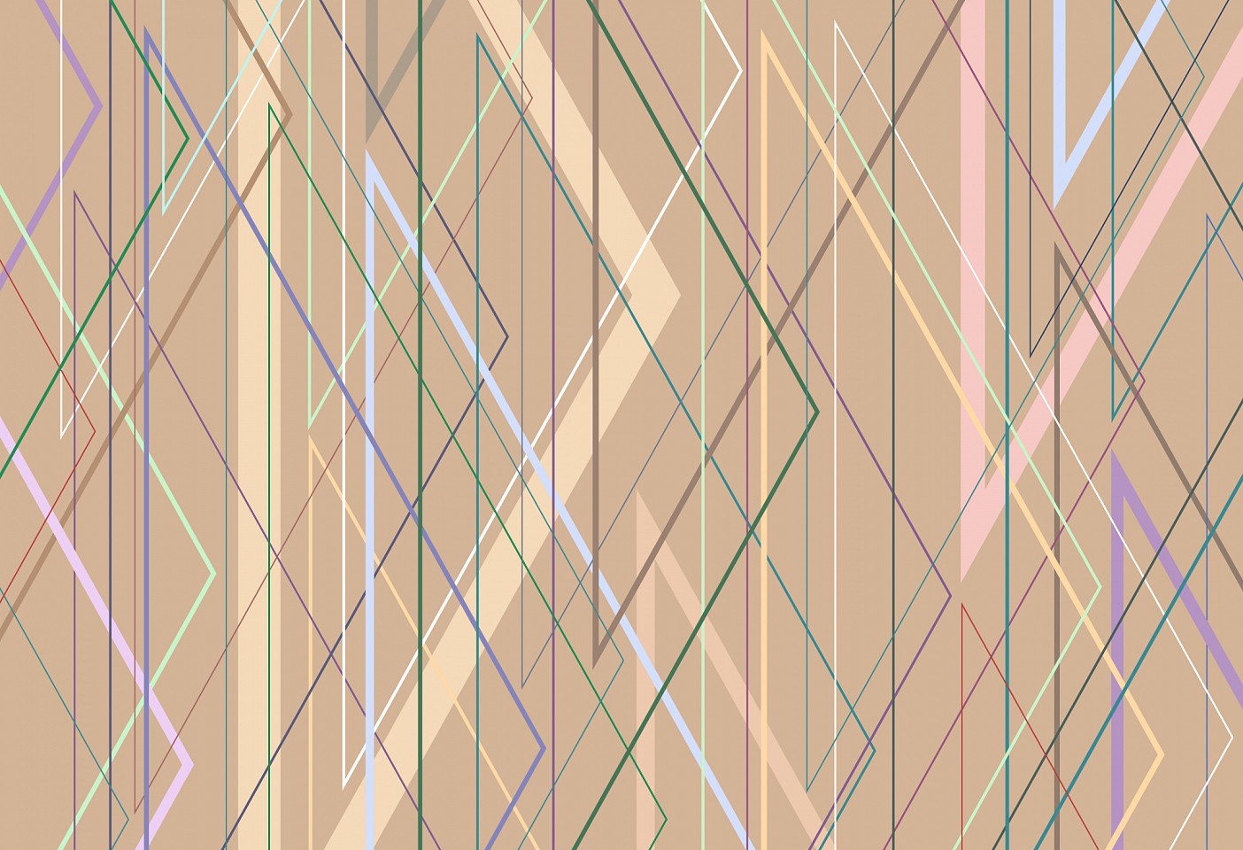Dane Albert, Polygons #47 Dusk Lines, 2024
Enamel on aluminum (Concept), 48 x 72 in. (121.9 x 182.9 cm)
Series of colored lines and shapes in multiple configurations
DA.2024.polygon-047-dusk-lines